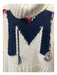 Moncler Size XS White Navy Red Acrylic Knit Turtleneck Crop Logo Sweater White Navy Red / XS