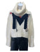 Moncler Size XS White Navy Red Acrylic Knit Turtleneck Crop Logo Sweater White Navy Red / XS