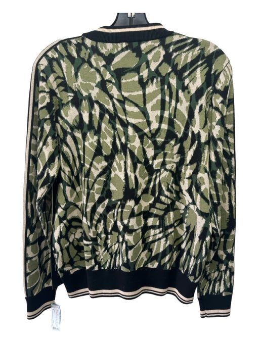 Liverpool Size M Black White & Green Cotton Blend Knit Abstract Sweater Black White & Green / M