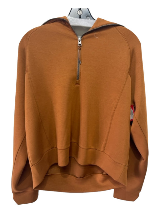 Spanx Size L Orange Modal Blend High Zip Neck Long Sleeve Paneled Sweatshirt Orange / L