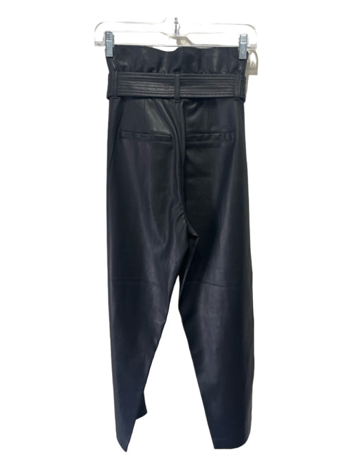 BlankNYC Size 28 Black Polyurethane Blend Zip & Snaps Paperbag Tie Waist Pants Black / 28