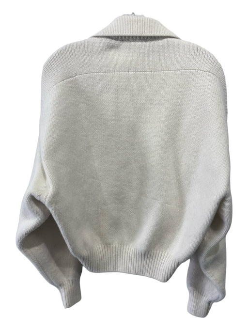 Alexander Wang Size M Cream White Wool Collared V Neck Ribbed Knit Crop Sweater Cream White / M