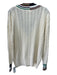 Veronica Beard Size XS White Green Brown Cotton V Neck Cable Knit Sweater White Green Brown / XS