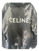 Celine Size 48 Black & Silver Polyamide Hood Logo Front Zip Cargo Jacket Black & Silver / 48