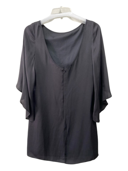 Milly Size 8 Black Silk Blend Surplice Draped Sleeve Wide Neck Back Zip Dress Black / 8