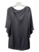 Milly Size 8 Black Silk Blend Surplice Draped Sleeve Wide Neck Back Zip Dress Black / 8