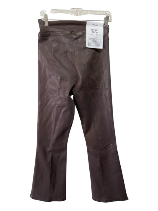 Frame Size 2 Brown Lyocell blend Coated High Rise Elastic Waist Flare Pants Brown / 2