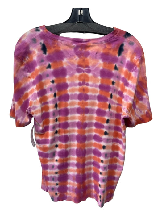 Raquel Allegra Size 2 Pink Orange & White Cotton Tie Dye Short Sleeve Top Pink Orange & White / 2