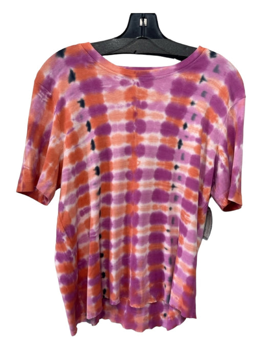 Raquel Allegra Size 2 Pink Orange & White Cotton Tie Dye Short Sleeve Top Pink Orange & White / 2