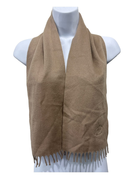 Prada Beige Cashmere Rectangle Fringe Hem Stitched Logo scarf Beige / S