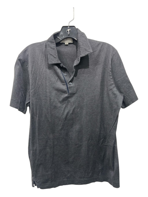 Canali Size 50 Dark Gray Cotton Solid Polo Men's Short Sleeve 50