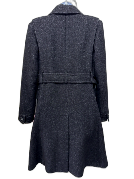 Chanel Size 36 Black Linen, Cashmere & Silk Belted Patch Pocket Trench Coat Black / 36