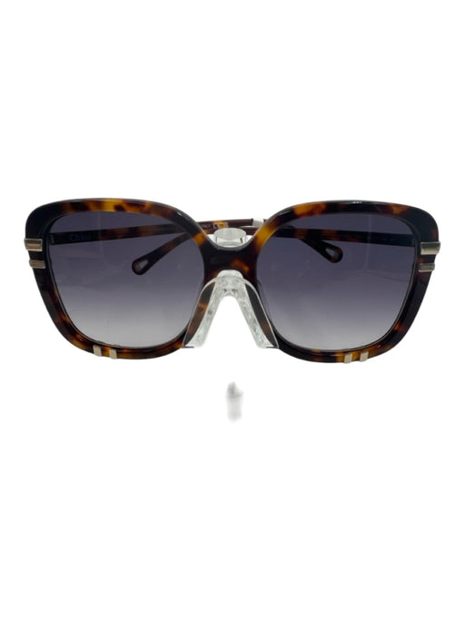 Chloe Black, Brown & Gold Acetate Tortoise Oversize Gold Hardware Sunglasses Black, Brown & Gold