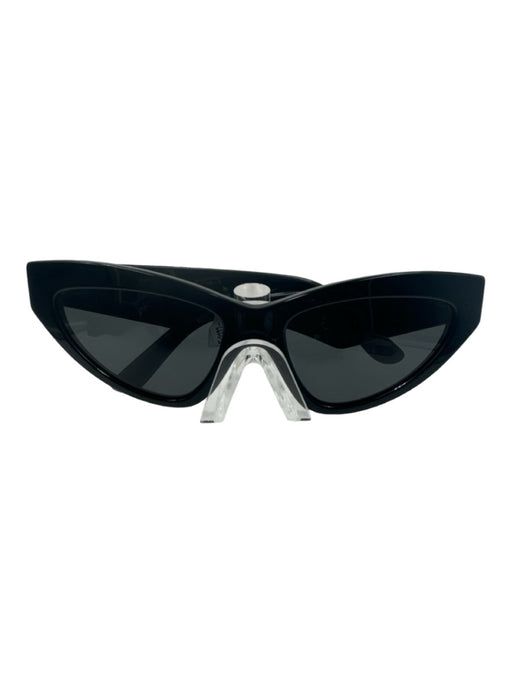 Dolce & Gabbana Black Acetate Cat Eye Gold Logo Sunglasses Black