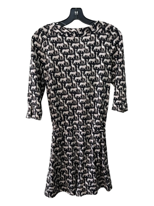 Diane Von Furstenberg Size 6 Black White Brown Silk Safari Animal Print Romper Black White Brown / 6