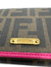 Fendi Brown & Pink Leather & Canvas Monogram Tri fold Gold Hardware Wallets Brown & Pink