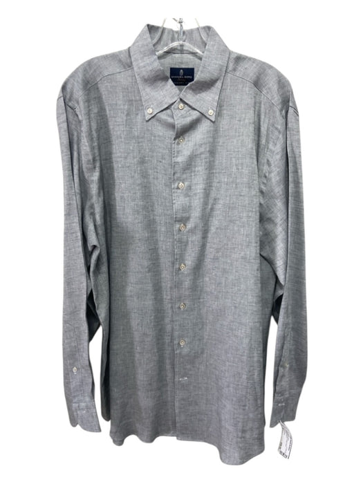 Emanuel Berg Size XL Grey Linen Solid Button Down Men's Long Sleeve Shirt XL