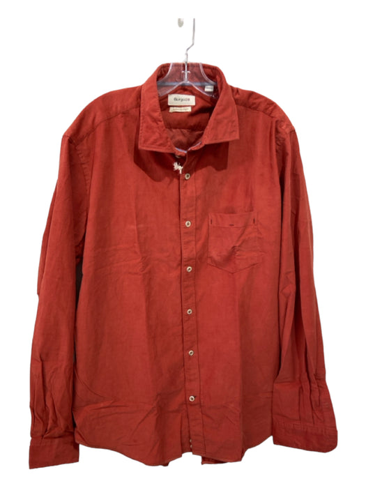 Borgo 28 NWT Size 2XL Orange Button Up Collared Men's Long Sleeve Shirt 2XL