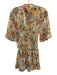 Misa Size XS White & Multi Polyester Abstract Floral Swiss Dot Dress White & Multi / XS
