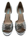 Betsey Johnson Shoe Size 8.5 Silver Leather Metallic Embellished Pleated Sandals Silver / 8.5