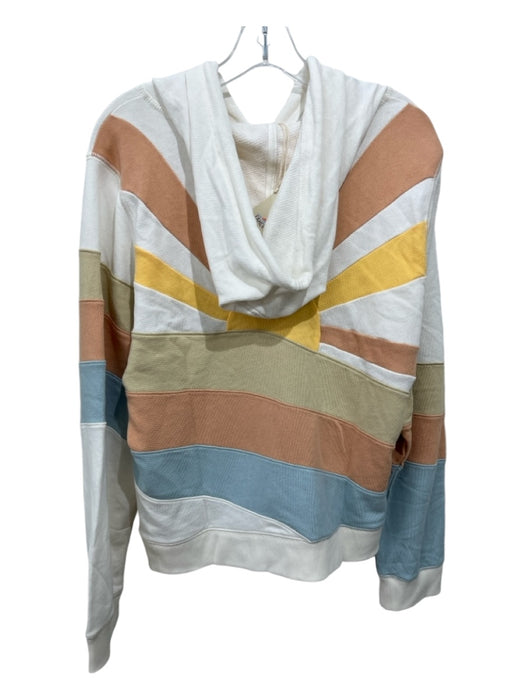 Faherty Size L Cream & Multi Cotton Striped Hood Pullover Sweatshirt Cream & Multi / L