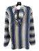 Faherty Size M Beige & Blue Cotton Striped kangaroo Pocket Hoodie Sweater Beige & Blue / M