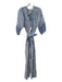 Cleobella Size S White & Blue Cotton Puff Sleeves Keyhole Belted Jumpsuit White & Blue / S
