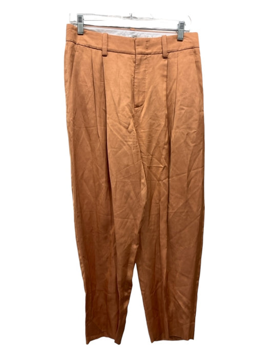 Vince Size 6 Tan Viscose & Linen Blend Pleated Pockets Cropped High Rise Pants Tan / 6