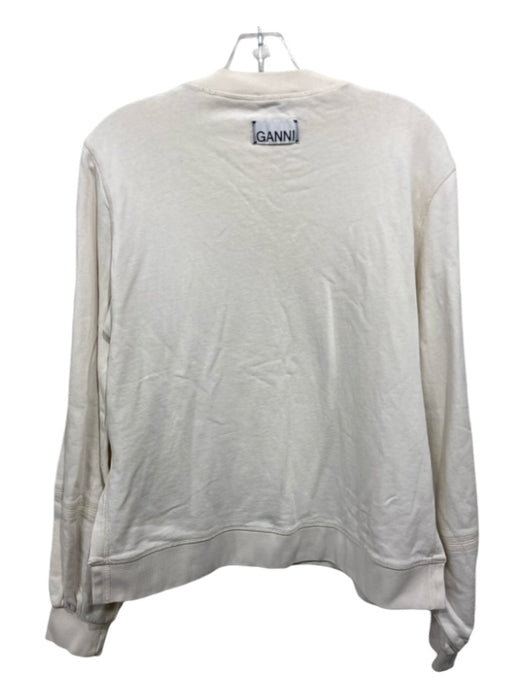 Ganni Size M White Cotton Slits Sweatshirt White / M