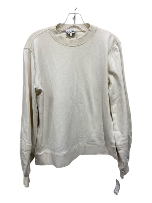 Ganni Size M White Cotton Slits Sweatshirt White / M