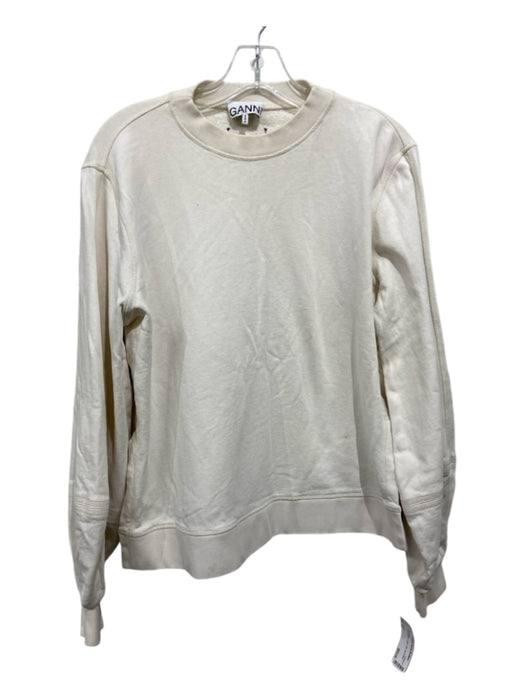 Ganni Size M White Cotton Slits Sweatshirt White / M