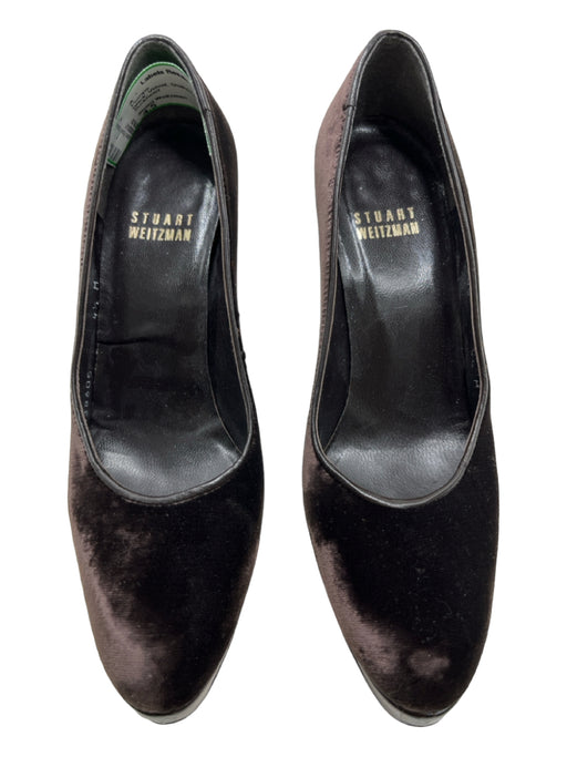 Stuart Weitzman Shoe Size 4.5 Brown Velvet Snakeskin Embossed Pumps Black / 4.5