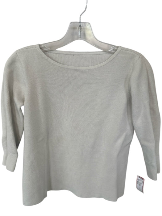 Eileen Fisher Size Est S Bone Cotton & Silk Long Sleeve Boat Neck Sweater Bone / Est S