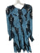 Ulla Johnson Size 8 Blue & Black Silk Blend Long Balloon Sleeve Tie Dye Dress Blue & Black / 8