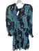 Ulla Johnson Size 8 Blue & Black Silk Blend Long Balloon Sleeve Tie Dye Dress Blue & Black / 8