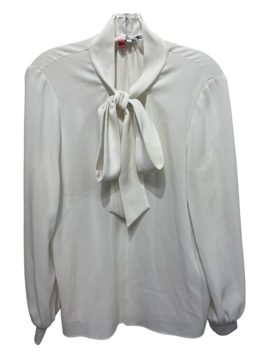 Tibi Size 4 White Triacetate & Polyester Tie Detail V Neck Top White / 4