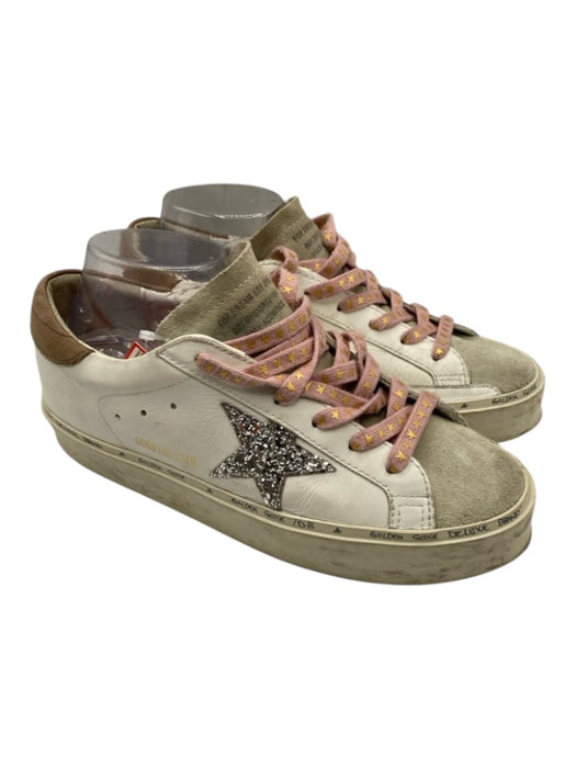 Golden Goose Shoe Size 40 White & Gray Leather Suede Glitter Low Top Sneakers White & Gray / 40