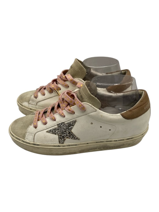 Golden Goose Shoe Size 40 White & Gray Leather Suede Glitter Low Top Sneakers White & Gray / 40