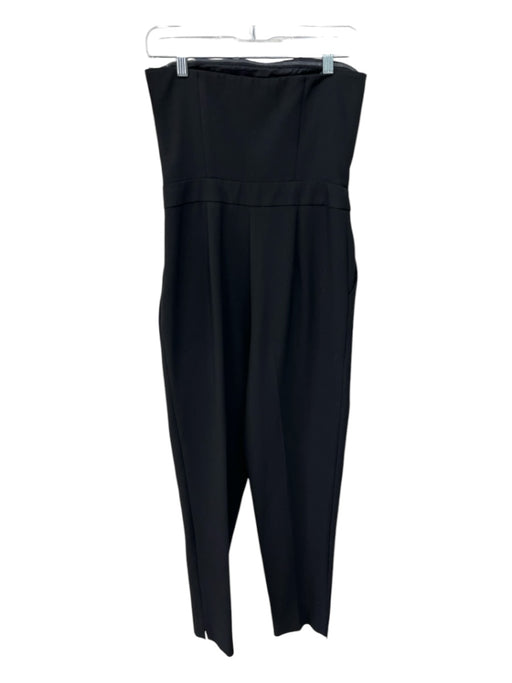 Trina Turk Size 4 Black Strapless Pleated Tapered Pockets Jumpsuit Black / 4