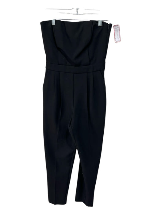 Trina Turk Size 4 Black Strapless Pleated Tapered Pockets Jumpsuit Black / 4