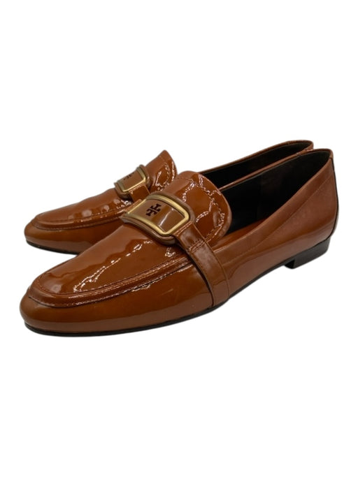 Tory Burch Shoe Size 9.5 Brown Patent Leather Almond Toe Gold Hardware Loafers Brown / 9.5