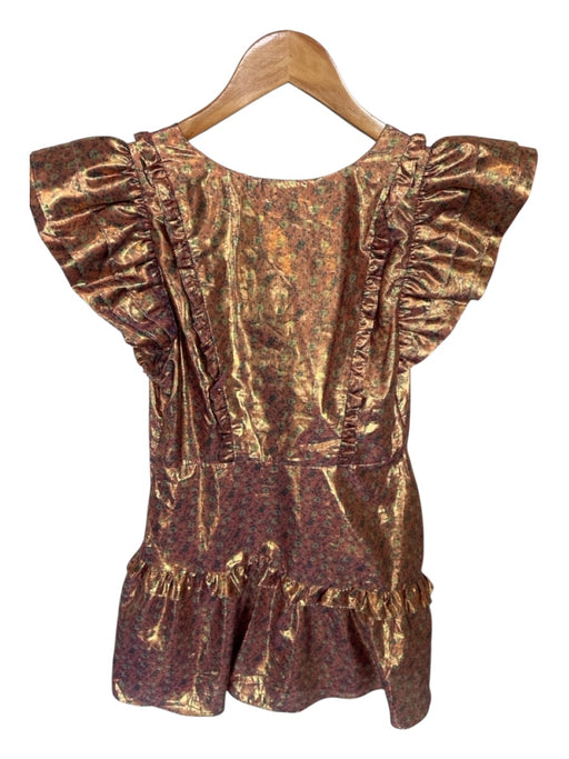 Loveshackfancy Size 4 bronze & green Polyester Blend Flutter Sleeves Dress bronze & green / 4