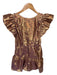 Loveshackfancy Size 4 bronze & green Polyester Blend Flutter Sleeves Dress bronze & green / 4