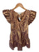Loveshackfancy Size 4 bronze & green Polyester Blend Flutter Sleeves Dress bronze & green / 4