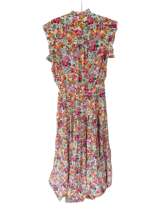 Pinch Size L Pink & Green Polyester Flutter Sleeves Flowers Maxi Dress Pink & Green / L