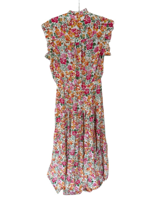 Pinch Size L Pink & Green Polyester Flutter Sleeves Flowers Maxi Dress Pink & Green / L