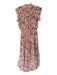 Pinch Size L Pink & Green Polyester Flutter Sleeves Flowers Maxi Dress Pink & Green / L