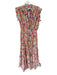Pinch Size L Pink & Green Polyester Flutter Sleeves Flowers Maxi Dress Pink & Green / L