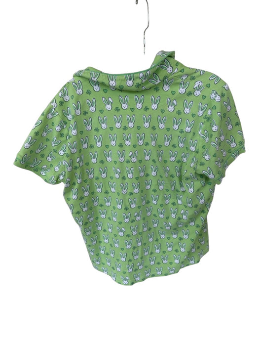 Roller Rabbit Size XL Green & White Pima Cotton bunny Shorts Button Down Pajamas Green & White / XL