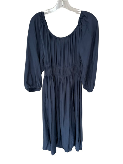 Madewell Size L Navy Viscose Blend Long Balloon Sleeve Smocked Waist Maxi Dress Navy / L